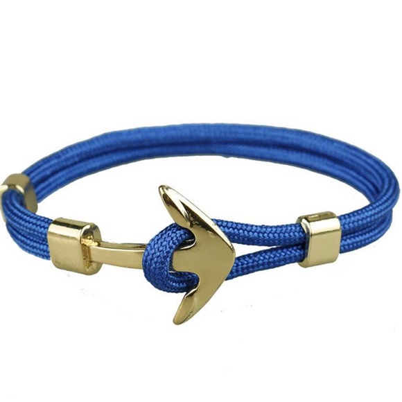 Paracord Anchor Bracelet “Ahoy” Blue/Gold NWOT - Picture 1 of 1